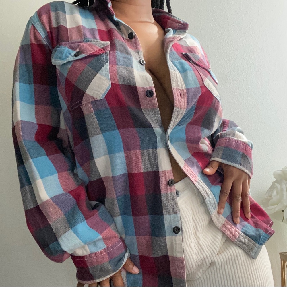 LONG SLEEVE PLAID AMERICAN EAGLE BUTTON UP